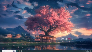 唯美樱花湖泊
