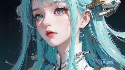 4K高清蓝发机甲美女