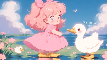 雨天和小鸭玩耍