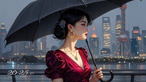 雨中红衣