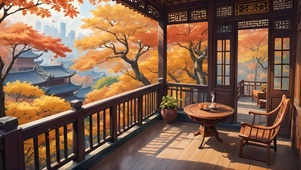 秋天古风阳台