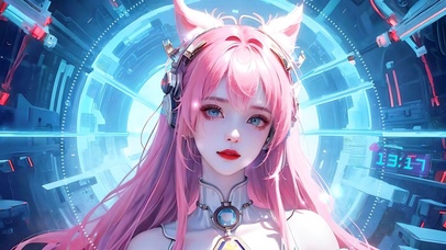 赛博朋克小狐仙（时钟、音频）