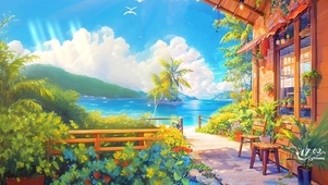 唯美湖边小屋