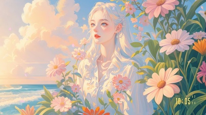 4K 花海浪漫女孩