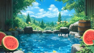夏日西瓜池塘