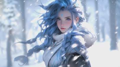 4k 唯美可爱雪中少女