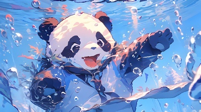 4K高清水下卡通熊猫壁纸