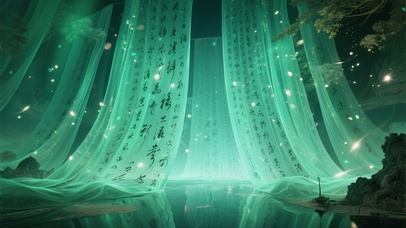 震撼绝美！超仙气绿如意书法纱幔