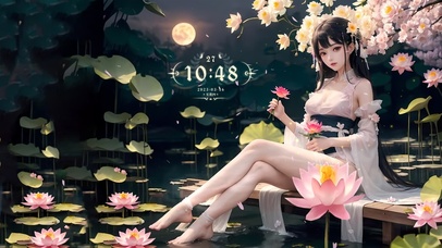 古风荷塘月色美女