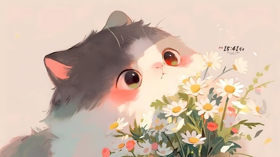鲜花猫咪