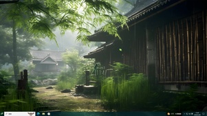 护眼 雨中草屋