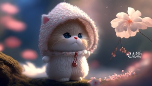 樱花树上的猫咪