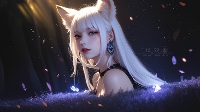 4K狐耳白发美少女