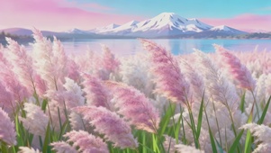 粉色的浪漫芦苇丛