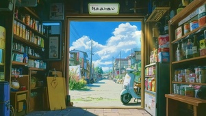 杂货店门外的风景