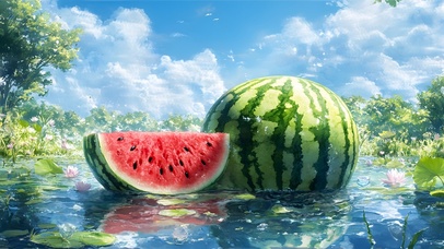 水中花园里的西瓜