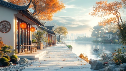 古韵秋光，水畔雅境