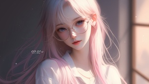粉毛眼镜少女