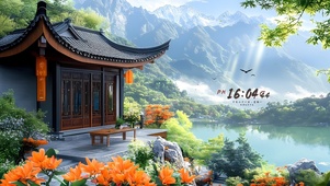 幽静山中凉亭