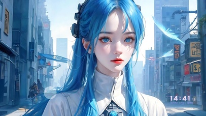 4K高清街头蓝系少女