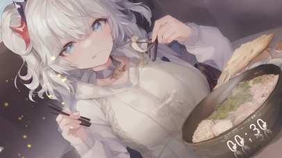 可爱拉面白发女孩