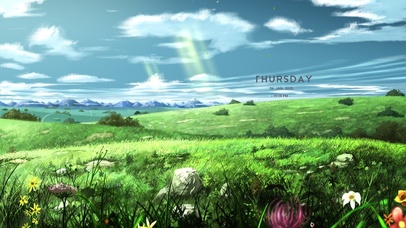 唯美治愈蓝天白云下草坪