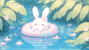 夏日游泳小兔