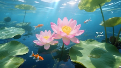 唯美的锦鲤荷塘