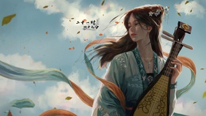 4k唯美古风抚琴女神
