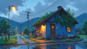 雨天乡村小屋