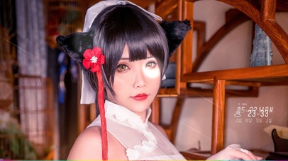 性感短发cos美女