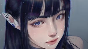 可爱黑发美女