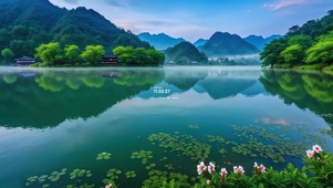 青山湖泊倒影