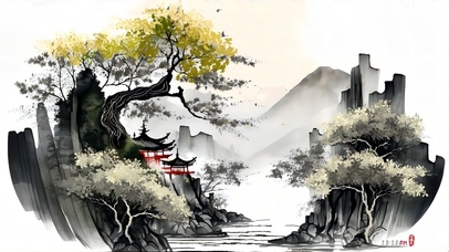 流水生财-银杏不负秋水纳满黄金