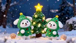 治愈萌犬雪景桌面