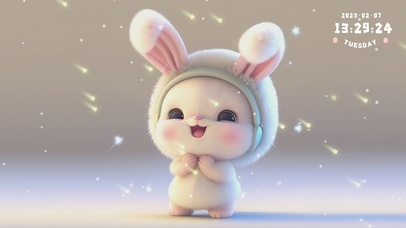 4K看见流星许愿的小萌兔