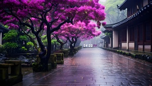 落雨的庭院