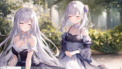 4k二次元银发美少女两人笑