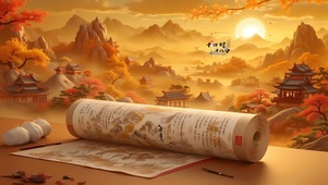 黄昏山水画