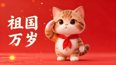 国庆敬礼祖国小猫咪