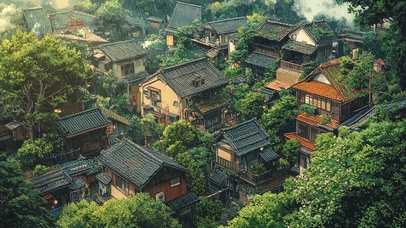 绿色自然清新静谧小镇