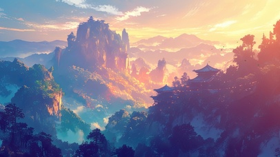 壮丽群山日出