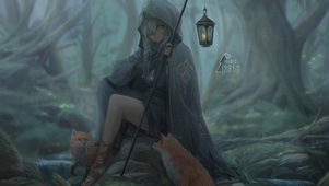 4kl 雨天森林提灯少女