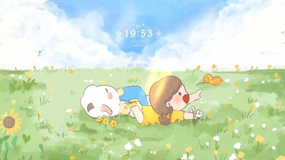 唯美治愈草地上玩耍