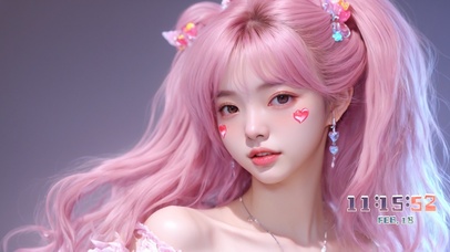 爱心贴纸粉发美少女