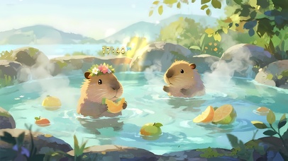 泡温泉的卡皮巴拉