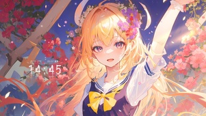 唯美花间黄发少女