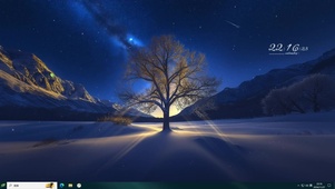 风景主题 雪夜曙光树