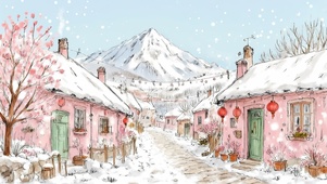 雪山下的小村庄