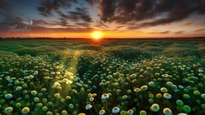 夕阳下的小雏菊